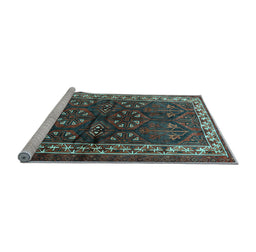Sideview of Machine Washable Persian Light Blue Traditional Rug, wshtr1399lblu