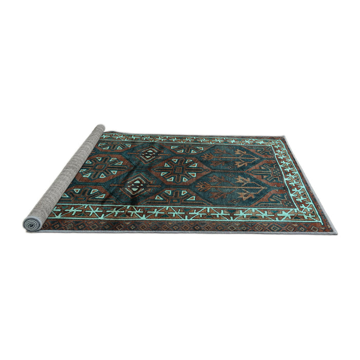 Sideview of Machine Washable Persian Light Blue Traditional Rug, wshtr1399lblu