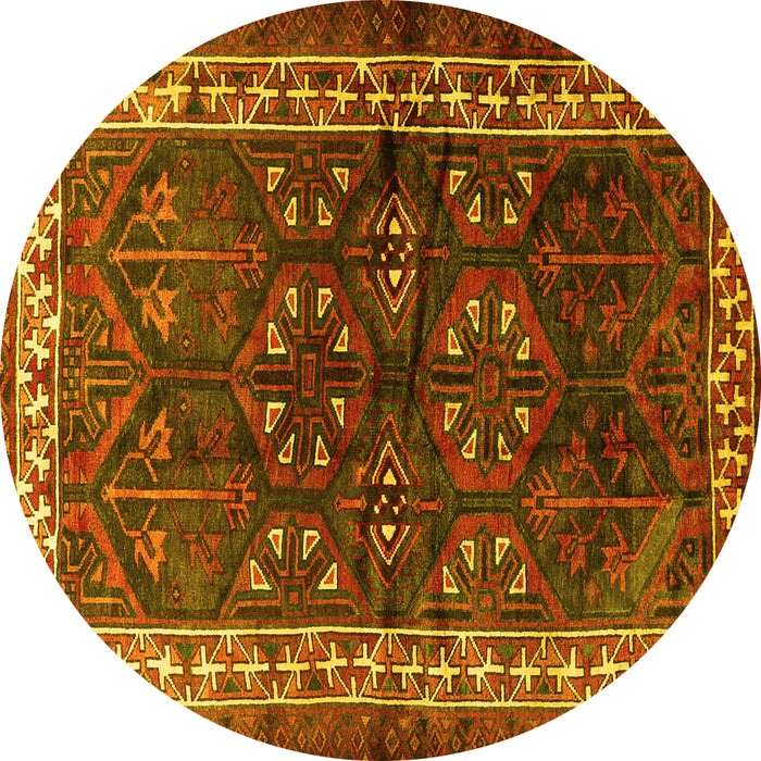 Round Persian Yellow Traditional Rug, tr1399yw
