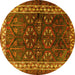 Round Persian Yellow Traditional Rug, tr1399yw