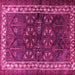 Square Machine Washable Persian Pink Traditional Rug, wshtr1399pnk