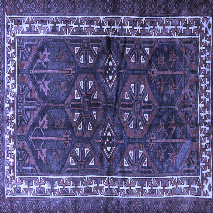 Square Machine Washable Persian Blue Traditional Rug, wshtr1399blu