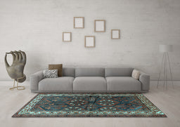 Machine Washable Persian Light Blue Traditional Rug in a Living Room, wshtr1399lblu