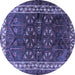 Round Machine Washable Persian Blue Traditional Rug, wshtr1399blu