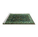 Sideview of Machine Washable Persian Turquoise Traditional Area Rugs, wshtr1399turq