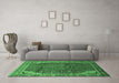 Machine Washable Persian Emerald Green Traditional Area Rugs in a Living Room,, wshtr139emgrn