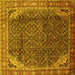 Square Machine Washable Persian Yellow Traditional Rug, wshtr139yw