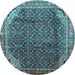 Round Machine Washable Persian Light Blue Traditional Rug, wshtr139lblu