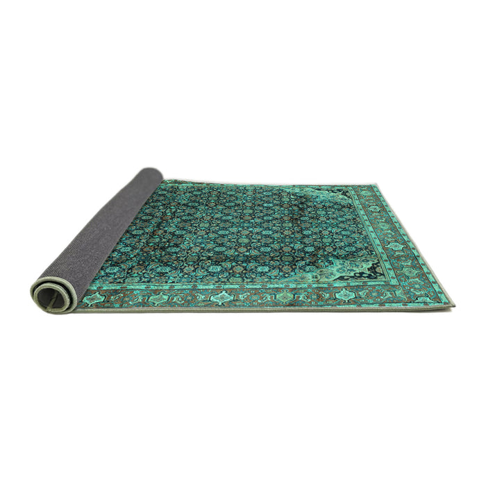 Sideview of Persian Turquoise Traditional Rug, tr139turq
