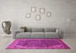 Machine Washable Persian Pink Traditional Rug in a Living Room, wshtr139pnk