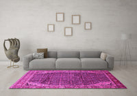 Machine Washable Persian Pink Traditional Rug, wshtr139pnk