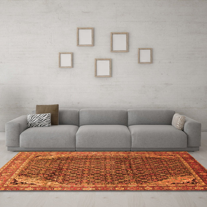 Machine Washable Persian Orange Traditional Area Rugs in a Living Room, wshtr139org