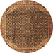 Round Machine Washable Persian Brown Traditional Rug, wshtr139brn