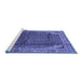 Sideview of Machine Washable Persian Blue Traditional Rug, wshtr139blu