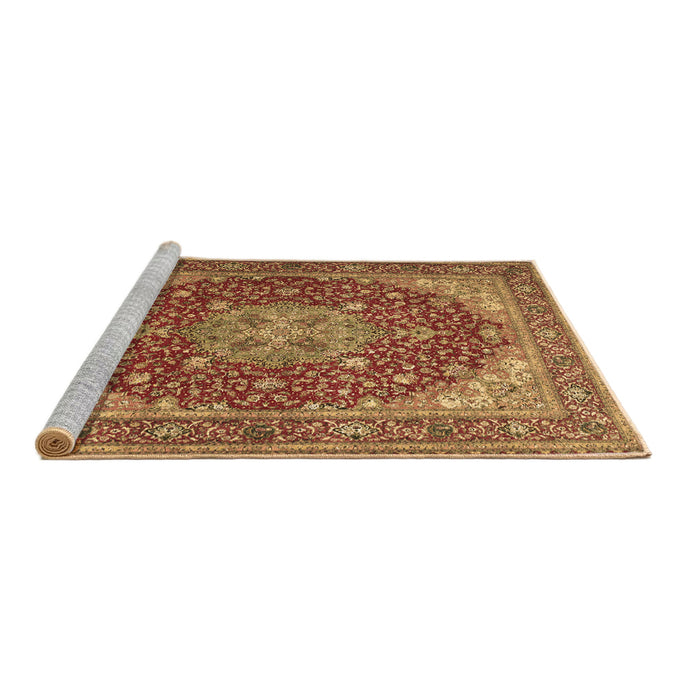 Sideview of Machine Washable Medallion Brown Traditional Rug, wshtr13brn