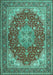 Machine Washable Medallion Turquoise Traditional Area Rugs, wshtr13turq