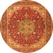 Machine Washable Medallion Orange Traditional Area Rugs, wshtr13org