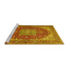 Sideview of Machine Washable Medallion Yellow Traditional Rug, wshtr13yw