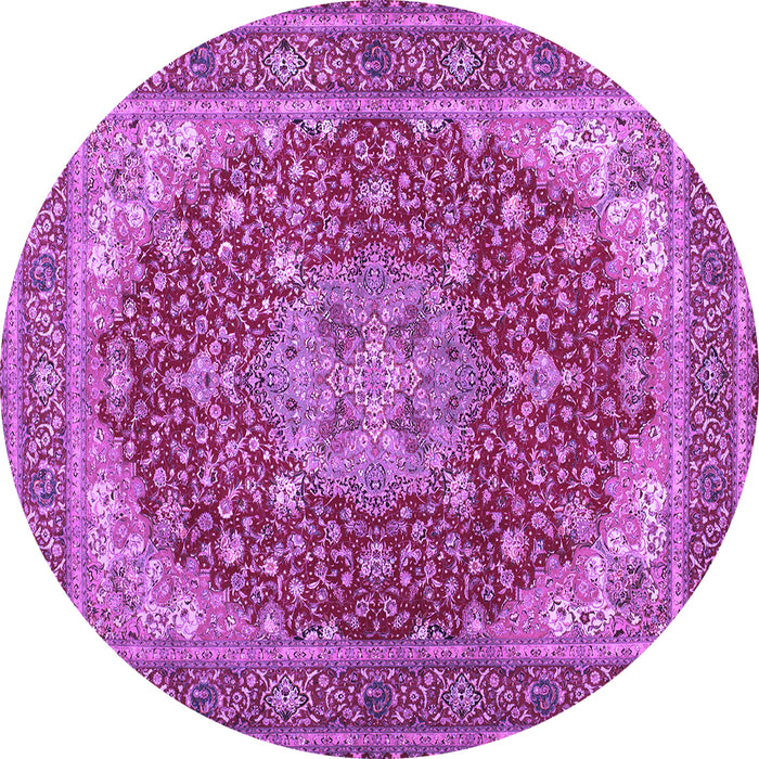 Round Medallion Purple Traditional Rug, tr13pur
