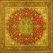 Square Medallion Yellow Traditional Rug, tr13yw