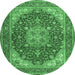 Round Medallion Emerald Green Traditional Rug, tr13emgrn