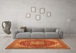 Machine Washable Medallion Orange Traditional Area Rugs in a Living Room, wshtr13org