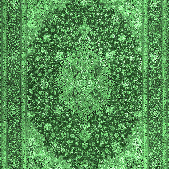 Machine Washable Medallion Emerald Green Traditional Area Rugs, wshtr13emgrn