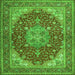 Round Machine Washable Medallion Green Traditional Area Rugs, wshtr13grn