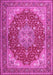 Machine Washable Medallion Pink Traditional Rug, wshtr13pnk