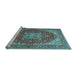 Sideview of Machine Washable Medallion Light Blue Traditional Rug, wshtr13lblu