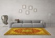 Machine Washable Medallion Yellow Traditional Rug in a Living Room, wshtr13yw