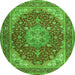 Square Medallion Green Traditional Rug, tr13grn