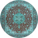 Round Medallion Light Blue Traditional Rug, tr13lblu