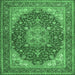 Square Machine Washable Medallion Emerald Green Traditional Area Rugs, wshtr13emgrn