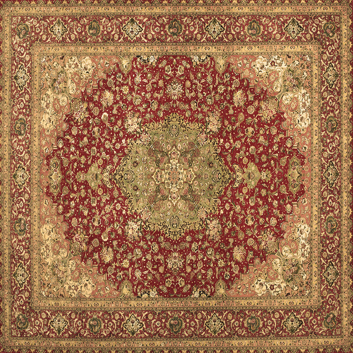 Square Machine Washable Medallion Brown Traditional Rug, wshtr13brn