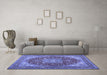 Machine Washable Medallion Blue Traditional Rug in a Living Room, wshtr13blu