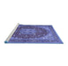 Sideview of Machine Washable Medallion Blue Traditional Rug, wshtr13blu