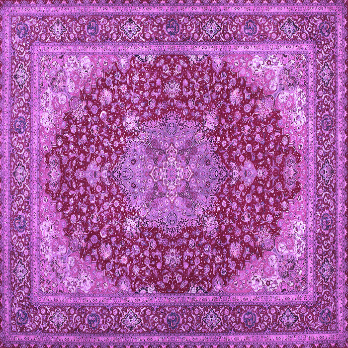 Square Machine Washable Medallion Purple Traditional Area Rugs, wshtr13pur