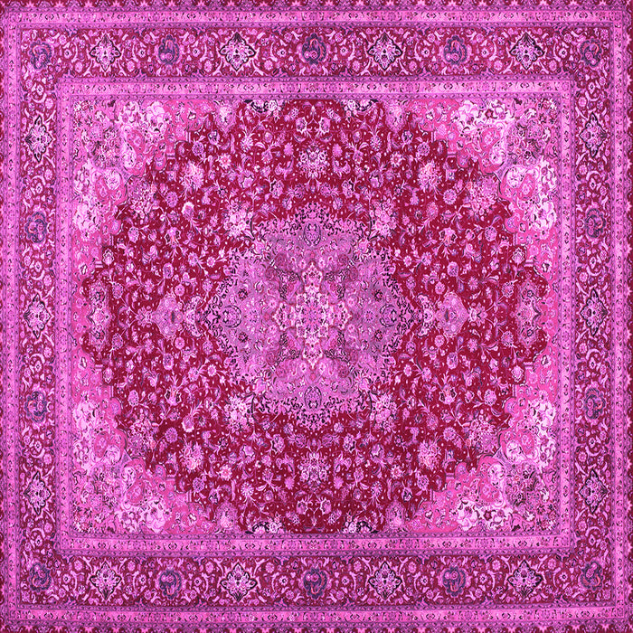 Square Machine Washable Medallion Pink Traditional Rug, wshtr13pnk