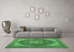 Machine Washable Medallion Emerald Green Traditional Area Rugs in a Living Room,, wshtr13emgrn