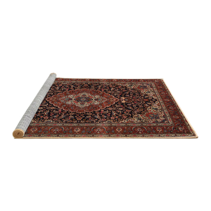 Sideview of Machine Washable Traditional Deep Red Rug, wshtr14