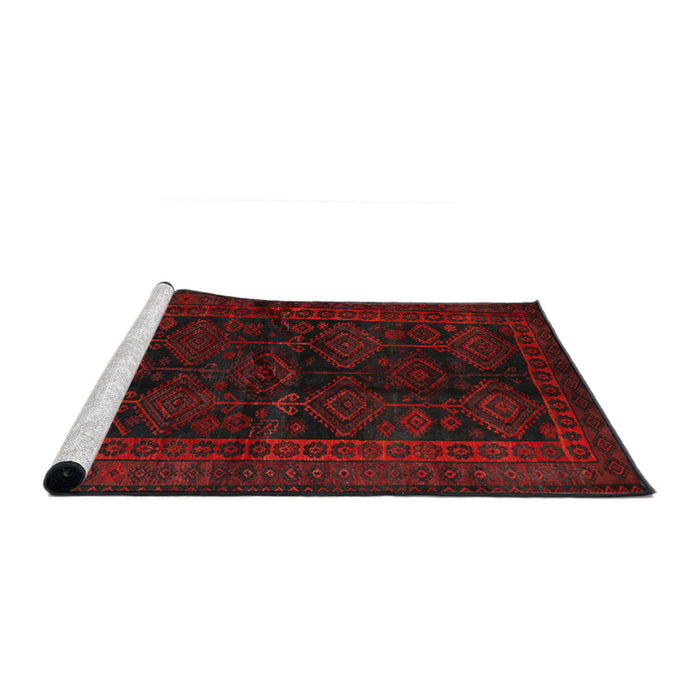 Sideview of Machine Washable Traditional Night Red Rug, wshtr1400