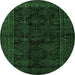 Round Persian Emerald Green Traditional Rug, tr1400emgrn