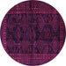 Round Persian Purple Traditional Rug, tr1400pur