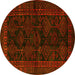 Round Persian Yellow Traditional Rug, tr1400yw