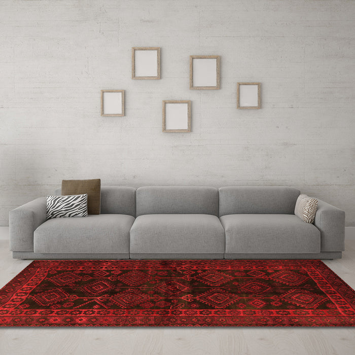 Machine Washable Persian Orange Traditional Area Rugs in a Living Room, wshtr1400org