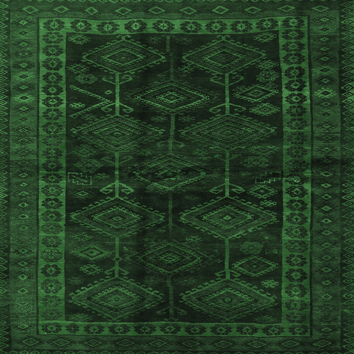 Square Machine Washable Persian Emerald Green Traditional Area Rugs, wshtr1400emgrn