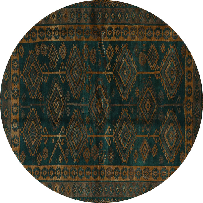 Round Persian Turquoise Traditional Rug, tr1400turq