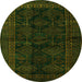 Square Persian Green Traditional Rug, tr1400grn