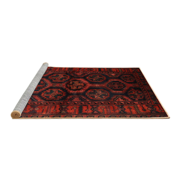 Sideview of Machine Washable Traditional Bakers Brown Rug, wshtr1401